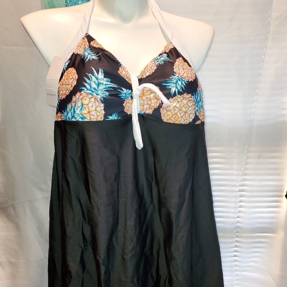 D- Women's Pineapple Bathing Suit Dress (NWT) Size - Picture 4 of 6